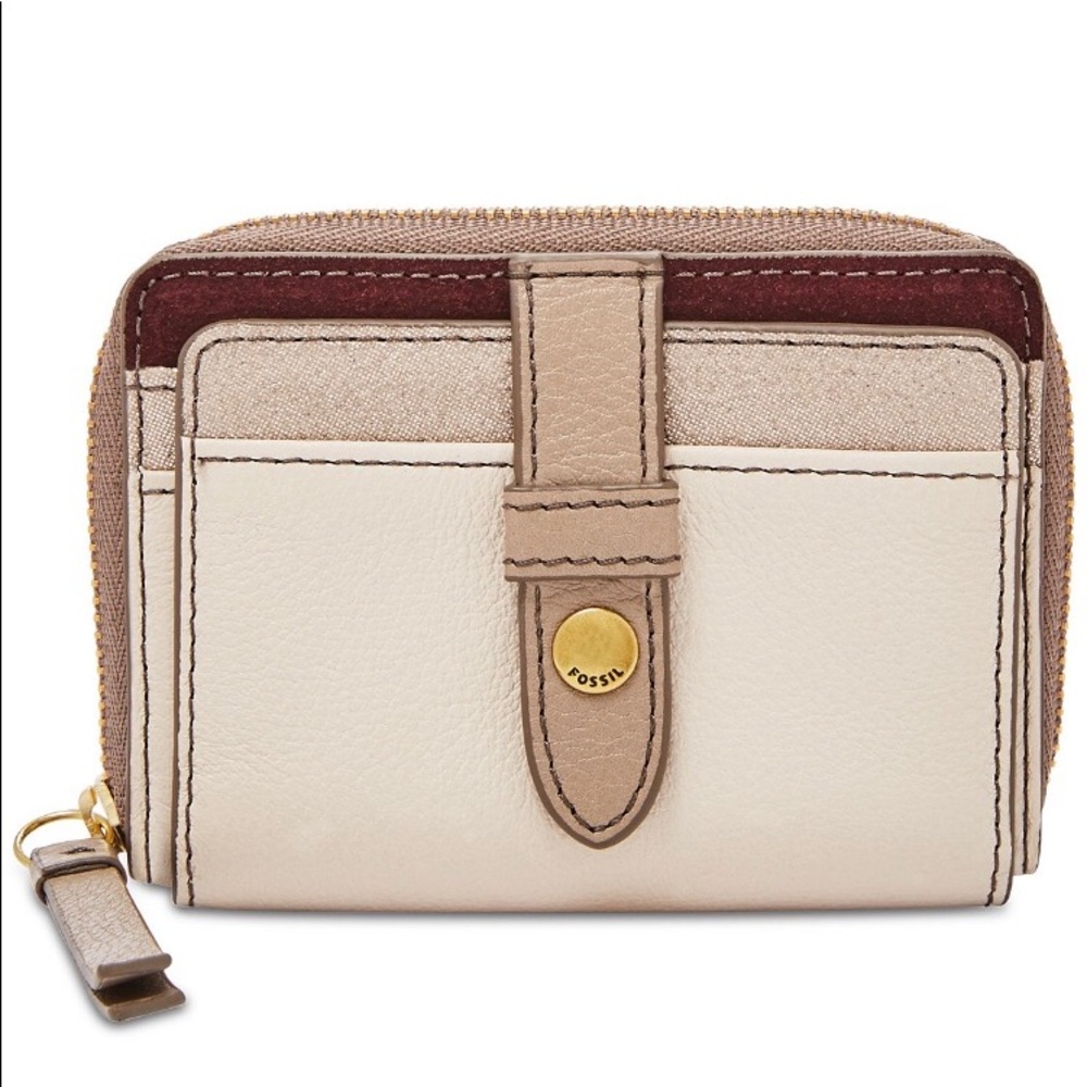 Small Fossil multi colored wallet leather NWT